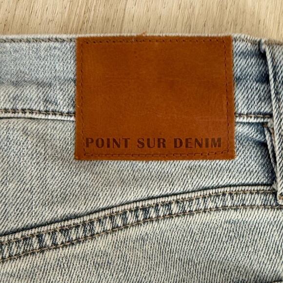 Point Sur J. Crew High Rise Slim Boy Jeans Distressed Patched Cropped Size 27 - Picture 7 of 10